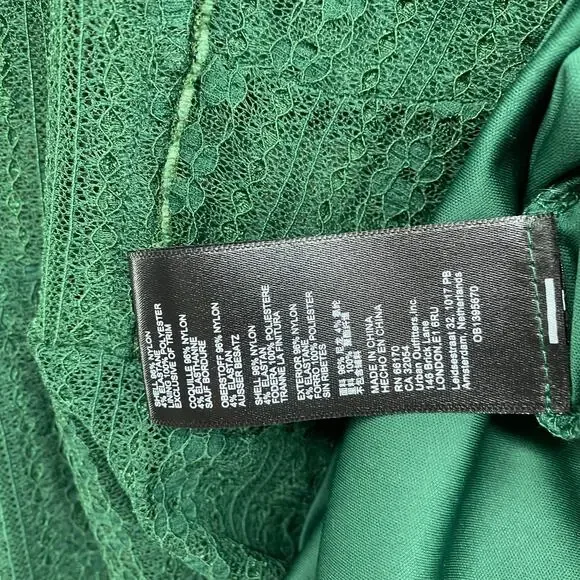 URBAN OUTFITTERS Dress S Roxie Lace Trim Mini Puff Sleeve Nylon Green NEW - Picture 10 of 16
